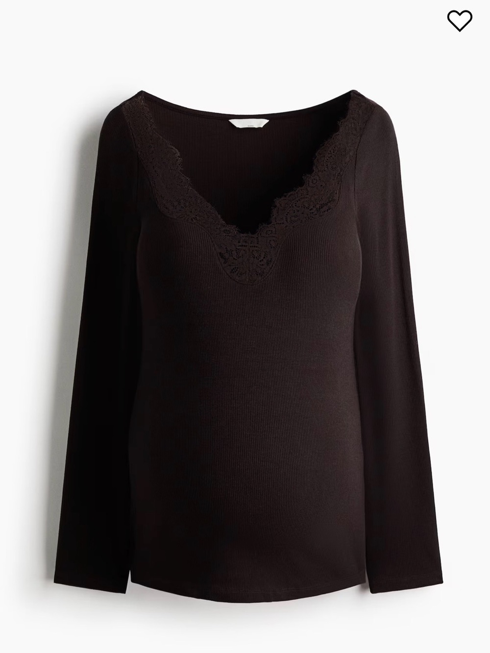 Brown Mama Lace-Trim Long Sleeve Top